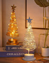 LED Christmas Tree Spiral Light Table Ornament Wrought Iron Xmas Tree Bedroom Desk Lamp Christmas Atmosphere Night Light Decor - Alladin Co LTD