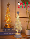 LED Christmas Tree Spiral Light Table Ornament Wrought Iron Xmas Tree Bedroom Desk Lamp Christmas Atmosphere Night Light Decor - Alladin Co LTD